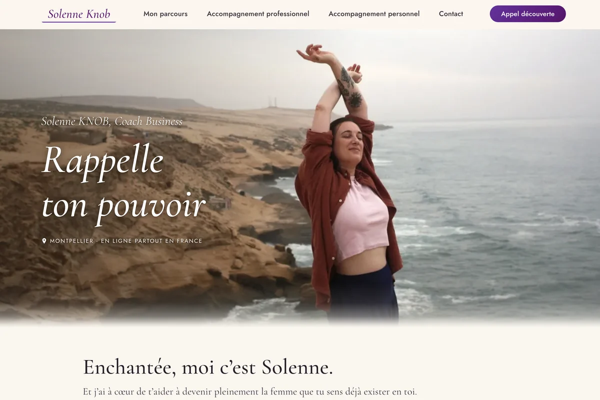 Aperçu du site Rappelle ton pouvoir, coach business à Montpellier, conçu par Alice Brouart